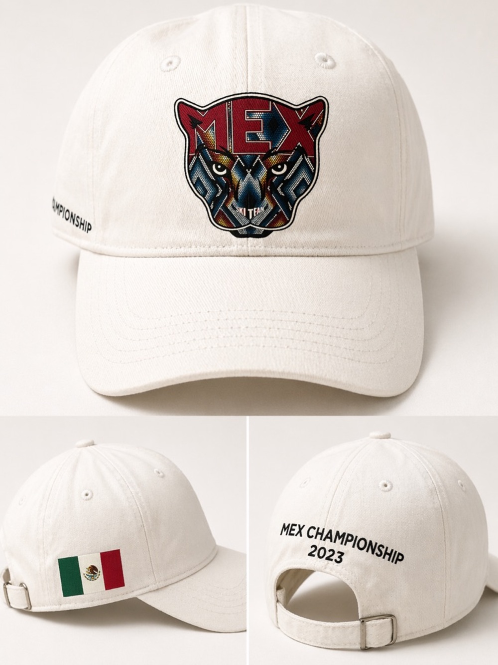 White embossed MEX Logo Baseball Cap